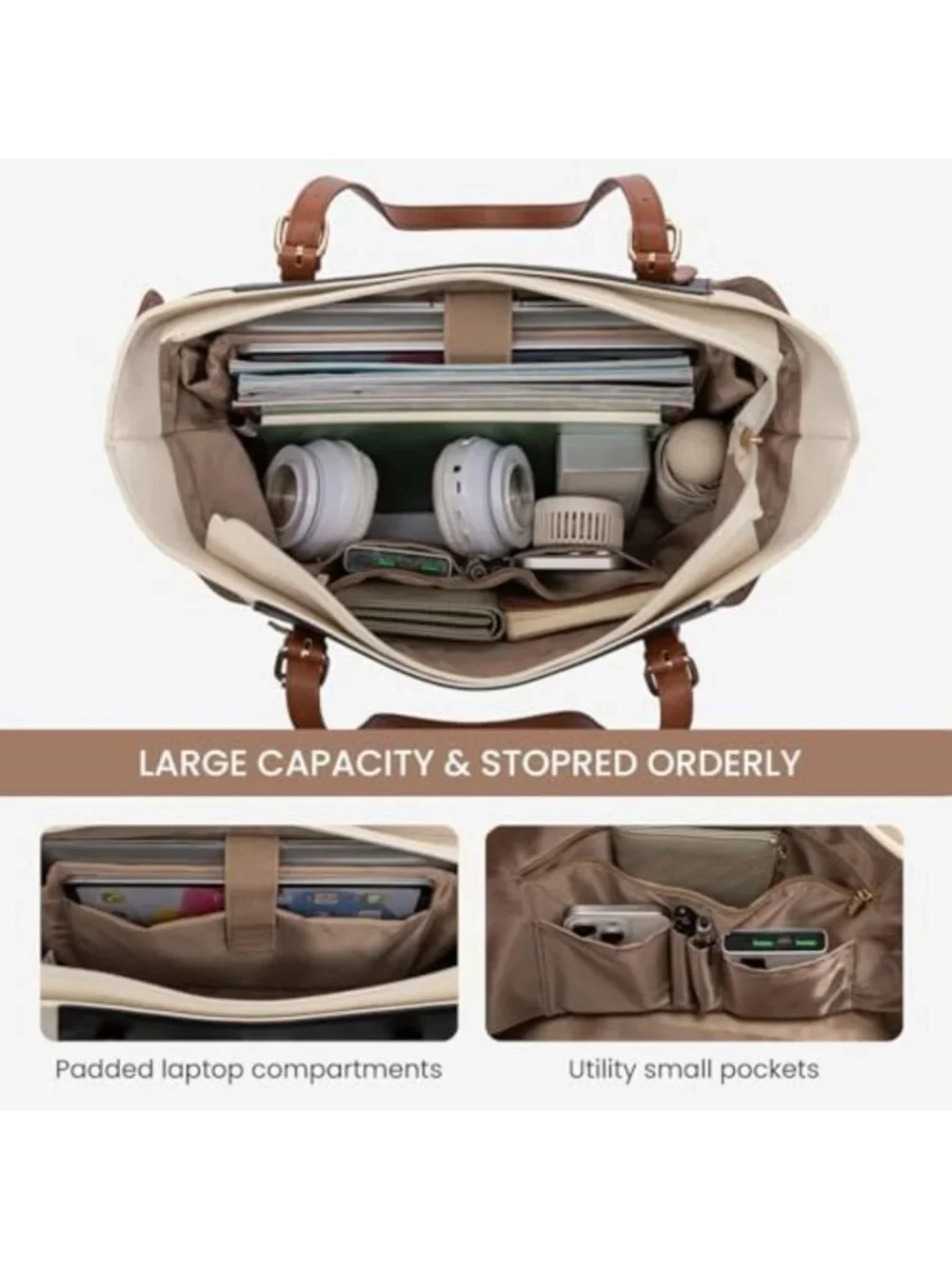 Stylish Leather Laptop Tote Bag for Women | Work & Travel Computer Briefcase